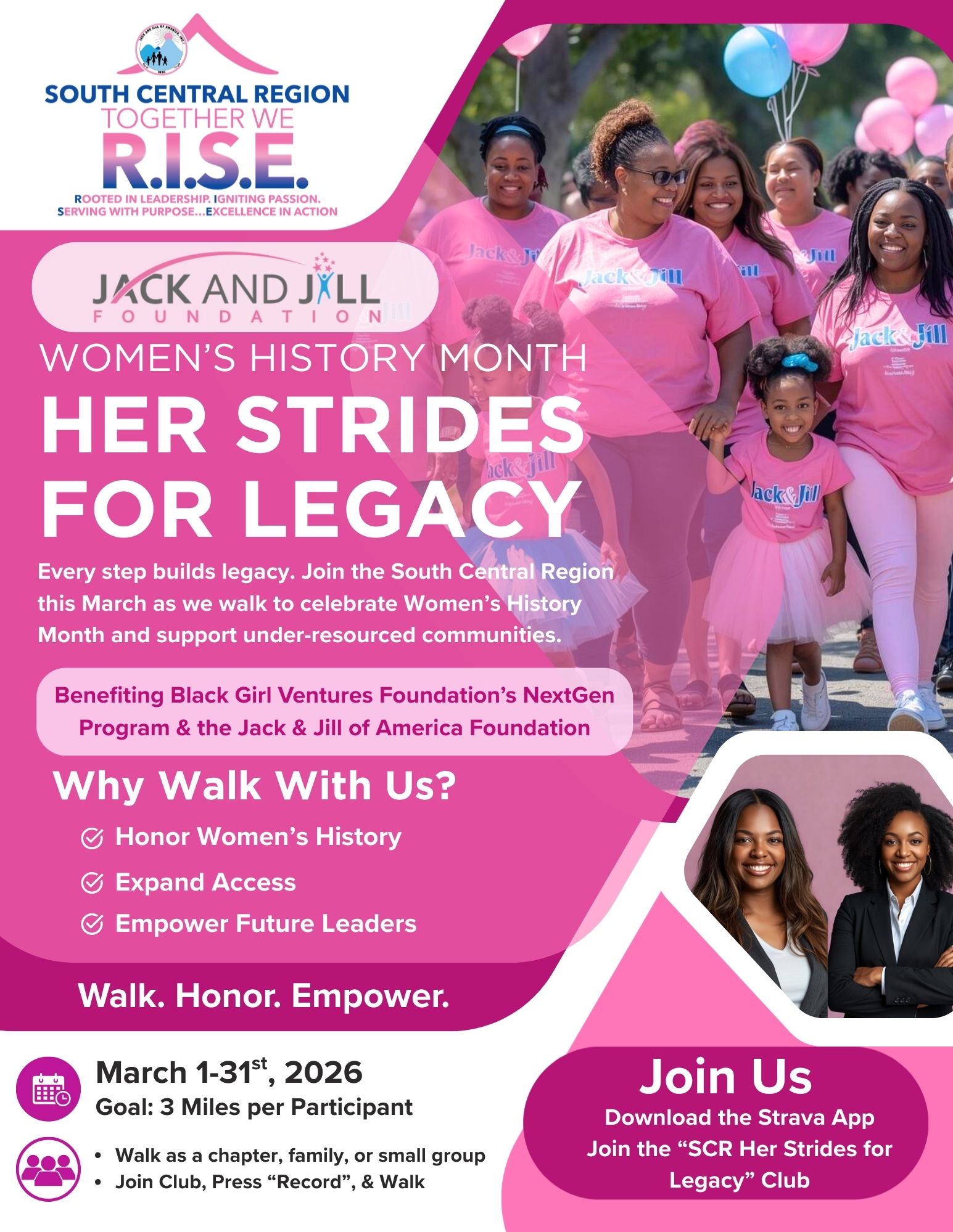 Her Strides for Legacy Walk Flyer